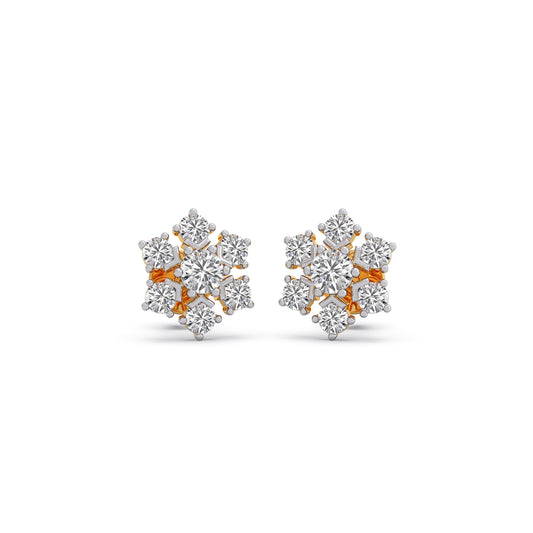 Nakshatra Bloom Cluster Diamond Stud Earrings - Yellow
