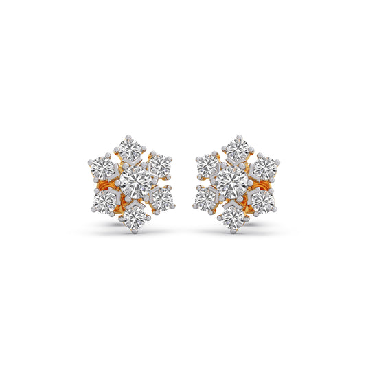 Nakshatra Snowflake Cluster Diamond Stud Earrings - Yellow