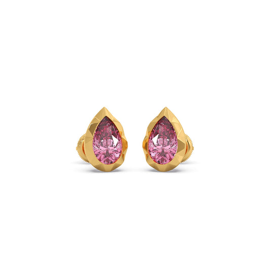 Chrome Teardrop Coloured Lab Diamond Stud Earrings - Yellow