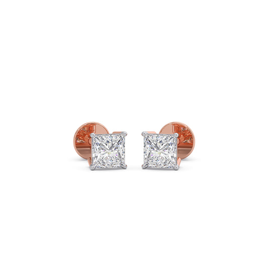 1 ct Regal Princess Solitaire Stud Earrings - Rose