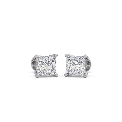 3 ct Contemporary Princess Solitaire Stud Earrings