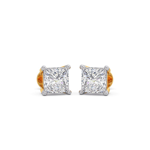 4 ct Geometric Princess Solitaire Stud Earrings