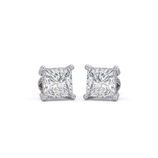 6 ct Timeless Princess Solitaire Stud Earrings - White