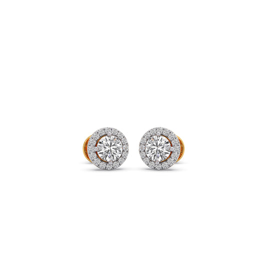 1.34 ct Orbelle Halo Solitaire Stud Earrings - Yellow