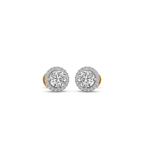 1.73 ct Halo Flame Solitaire Stud Earrings
