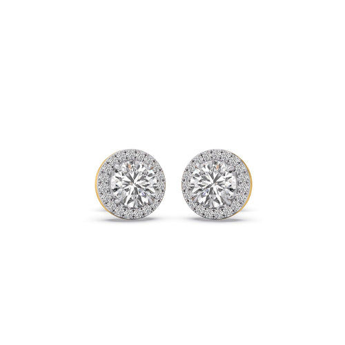 1.73 ct Halo Flame Solitaire Stud Earrings