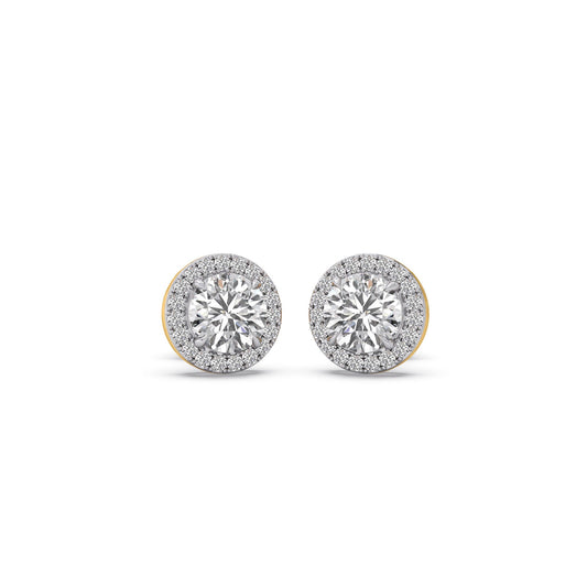 1.73 ct Halo Flame Solitaire Stud Earrings - Yellow