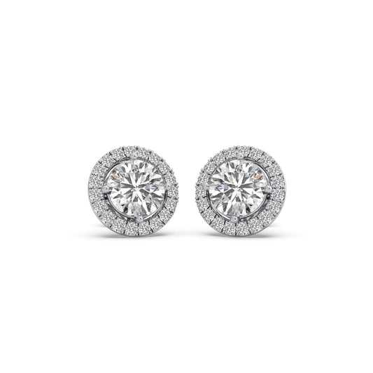 3.57 ct Haloris Solitaire Stud Earrings - White