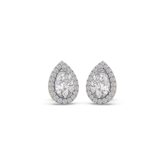 2.4 ct Elite Pear Halo Solitaire Stud Earrings - Yellow