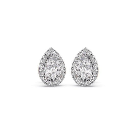 3.68 ct Opulence Pear Halo Stud Earrings - Yellow