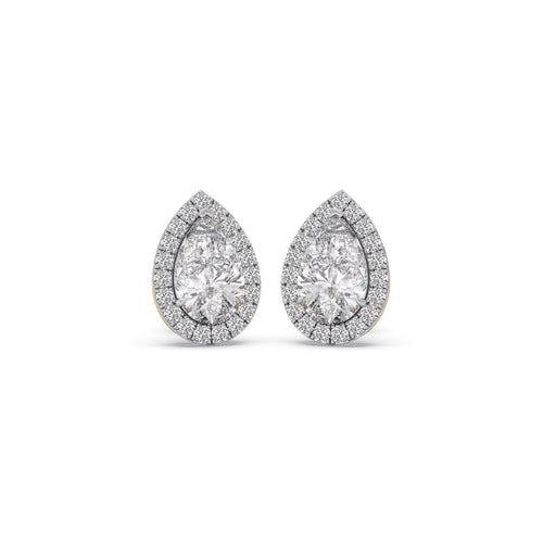 2.41 ct Feminine Pear Halo Solitaire Stud Earrings
