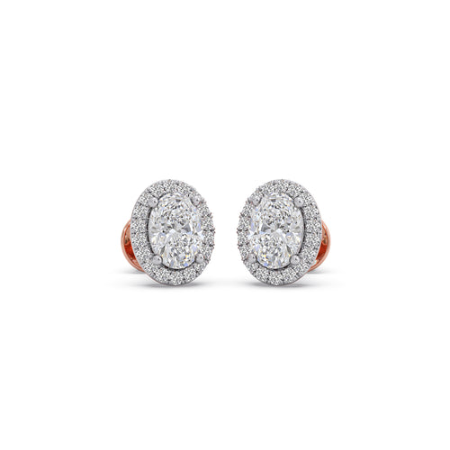 1.69 ct Ovalis Halo Solitaire Stud Earrings