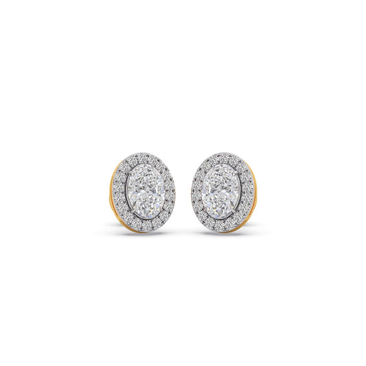 1.78 ct Ovalis Halo Solitaire Stud Earrings - Yellow