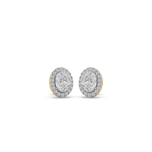 2.36 ct Serene Oval Solitaire Halo Stud Earrings - Yellow