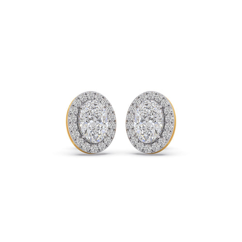 3.68 ct Oval Aura Halo Solitaire Stud Earrings