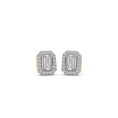 2.43 ct Classique Emerald Halo Solitaire Stud Earrings