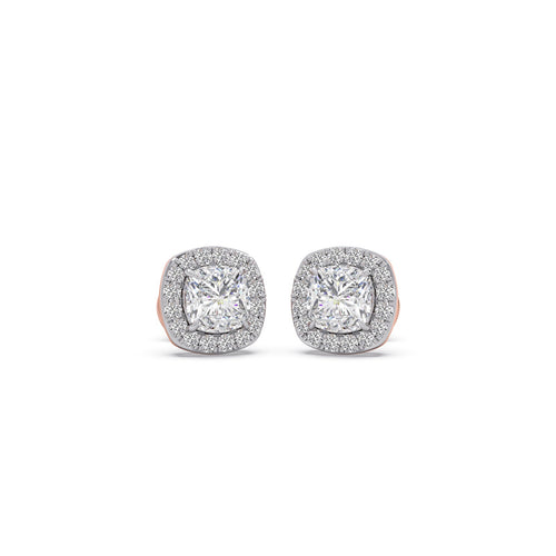 1.78 ct Aure Cushion Halo Solitaire Stud Earrings