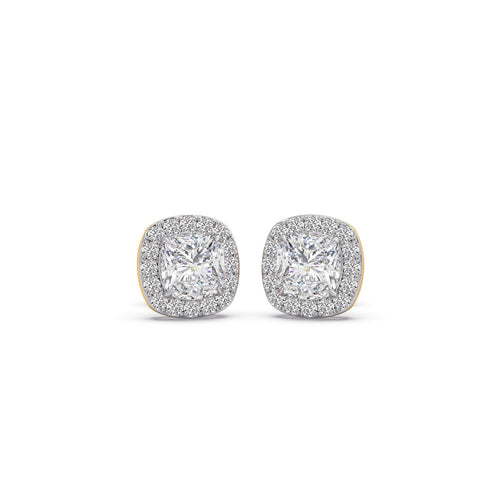 2.38 ct Cushion Halo Solitaire Stud Earrings