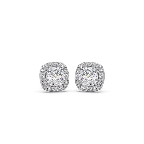 3.4 ct Cushiona Halo Solitaire Stud Earrings