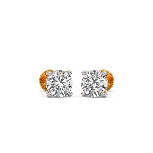2 ct Iconic Round Solitaire Stud Earrings - Yellow
