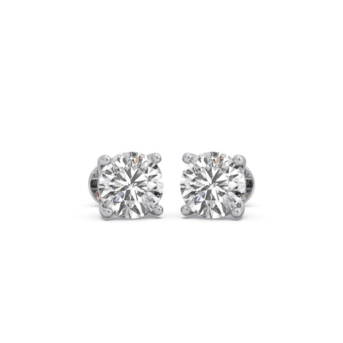 4 ct Precision Round Solitaire Stud Earrings