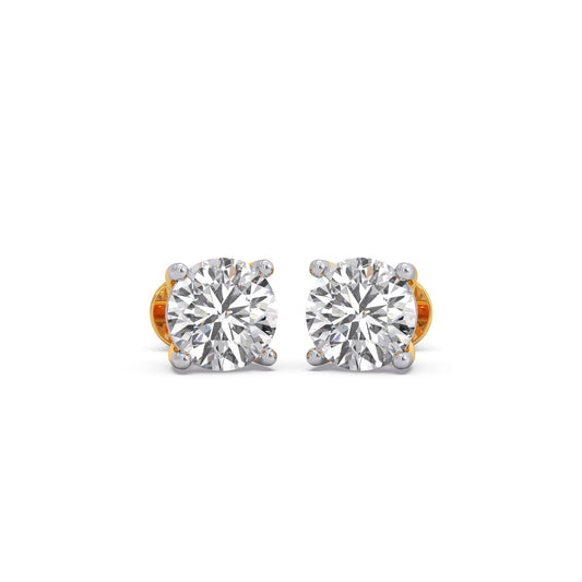 4 ct Precision Round Solitaire Stud Earrings - Yellow