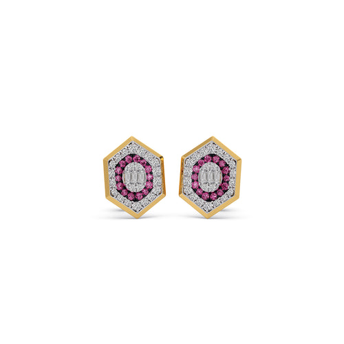 Celestial Hexa Gemstone Stud Earrings