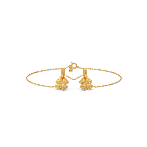 Floral Charms Plain Gold Chain Bracelet