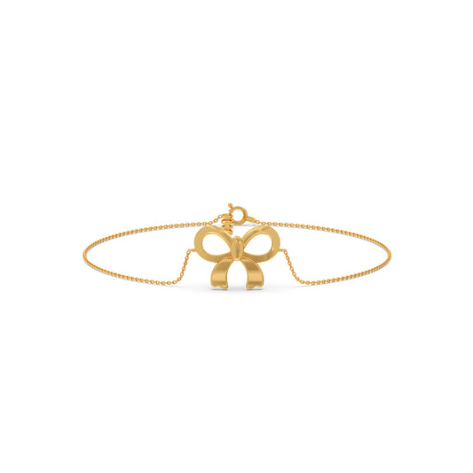 Velvet Ribbon Plain Gold Chain Bracelet - Yellow