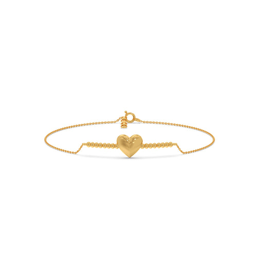 Heart Plain Gold Chain Bracelet