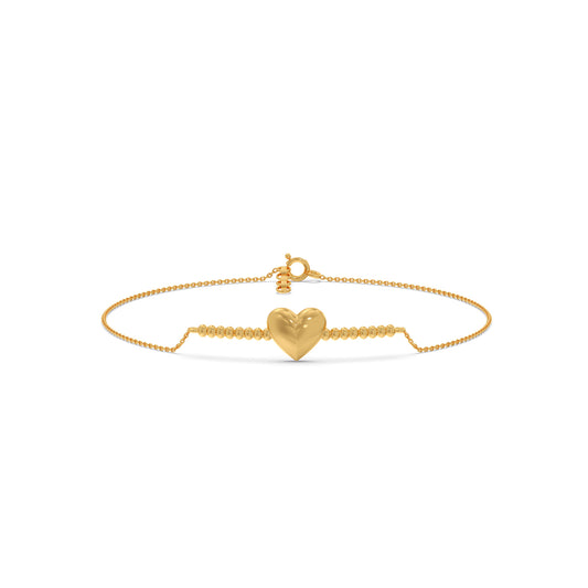 Heart Plain Gold Chain Bracelet - Yellow
