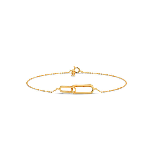 Dual Link Plain Gold Chain Bracelet - Yellow