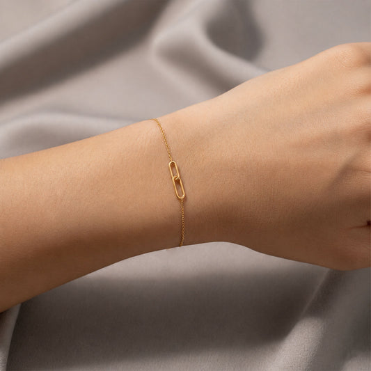 Dual Link Plain Gold Chain Bracelet - MH_AI