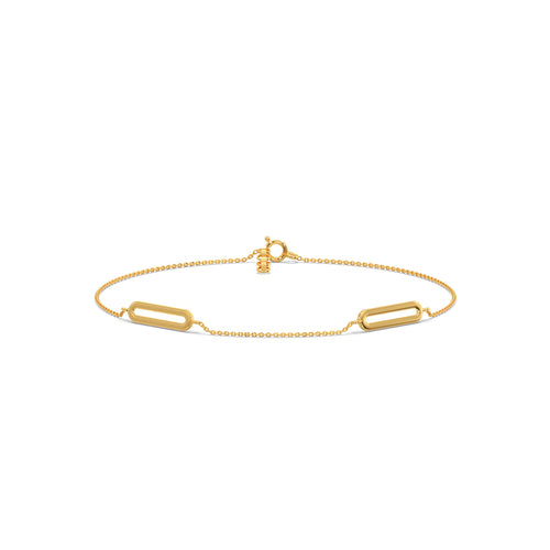 Trombone Link Plain Gold Chain Bracelet