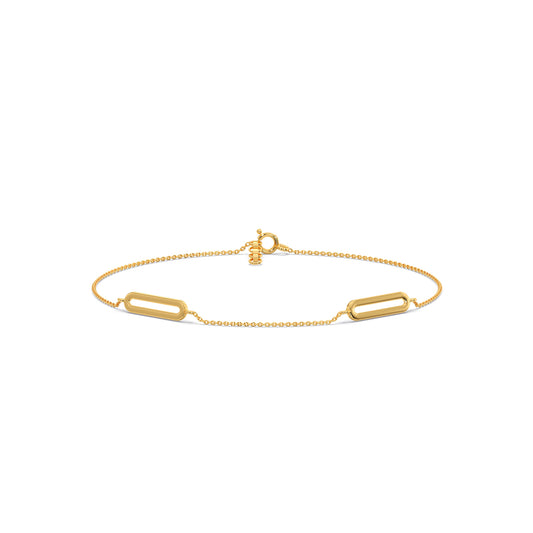 Trombone Link Plain Gold Chain Bracelet - Yellow