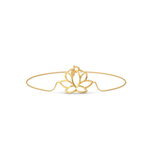 Lotus Plain Gold Chain Bracelet