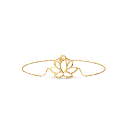 Lotus Plain Gold Chain Bracelet - Yellow