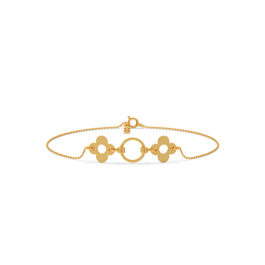 Meadow Loop Plain Gold Chain Bracelet - Yellow