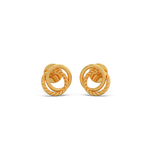 Dual Orbit Plain Gold Stud Earrings