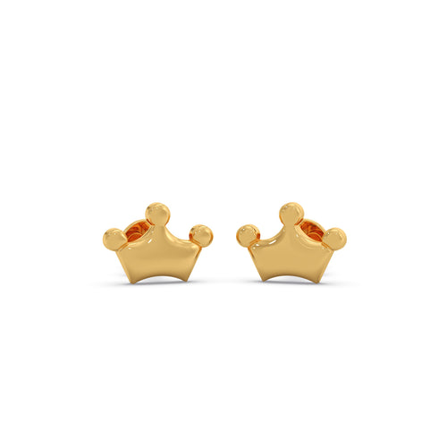 Crown Plain Gold Stud Earrings