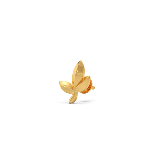 Laurel Leaf Plain Gold Stud Earrings - Yellow