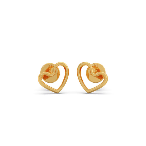 Heart Plain Gold Stud Earrings