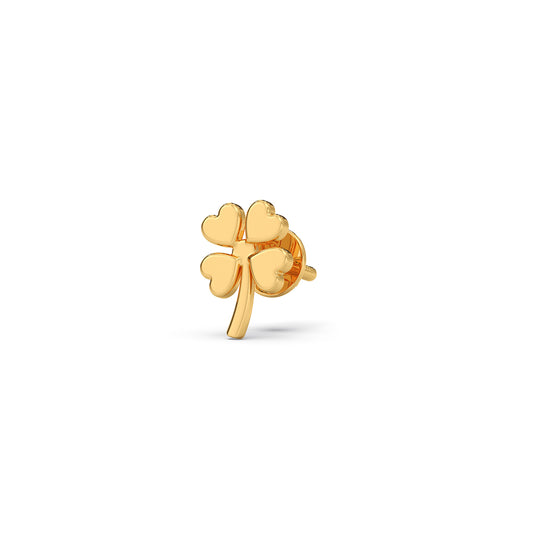 Heart Petal Plain Gold Stud Earrings - Yellow