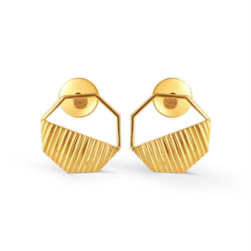 Octagonal Fusion Gold Stud Earrings