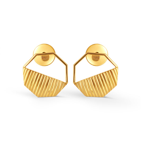 Octagonal Fusion Gold Stud Earrings - Yellow