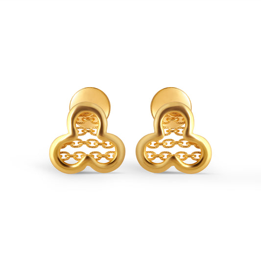 Clovera Fusion Gold Stud Earrings - Yellow