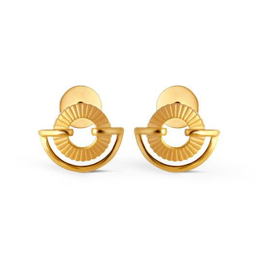 Eclipse Link Plain Gold Stud Earrings - Yellow