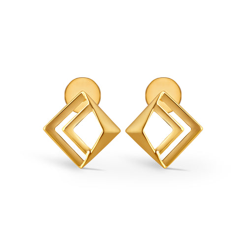 Vertex Glow Plain Gold Stud Earrings
