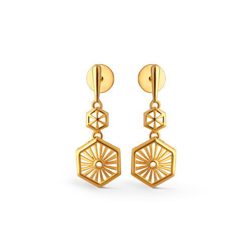 Hexagon Bloom Fusion Dangle Earrings