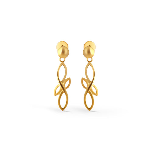 Orlina Vine Plain Gold Drop Earrings